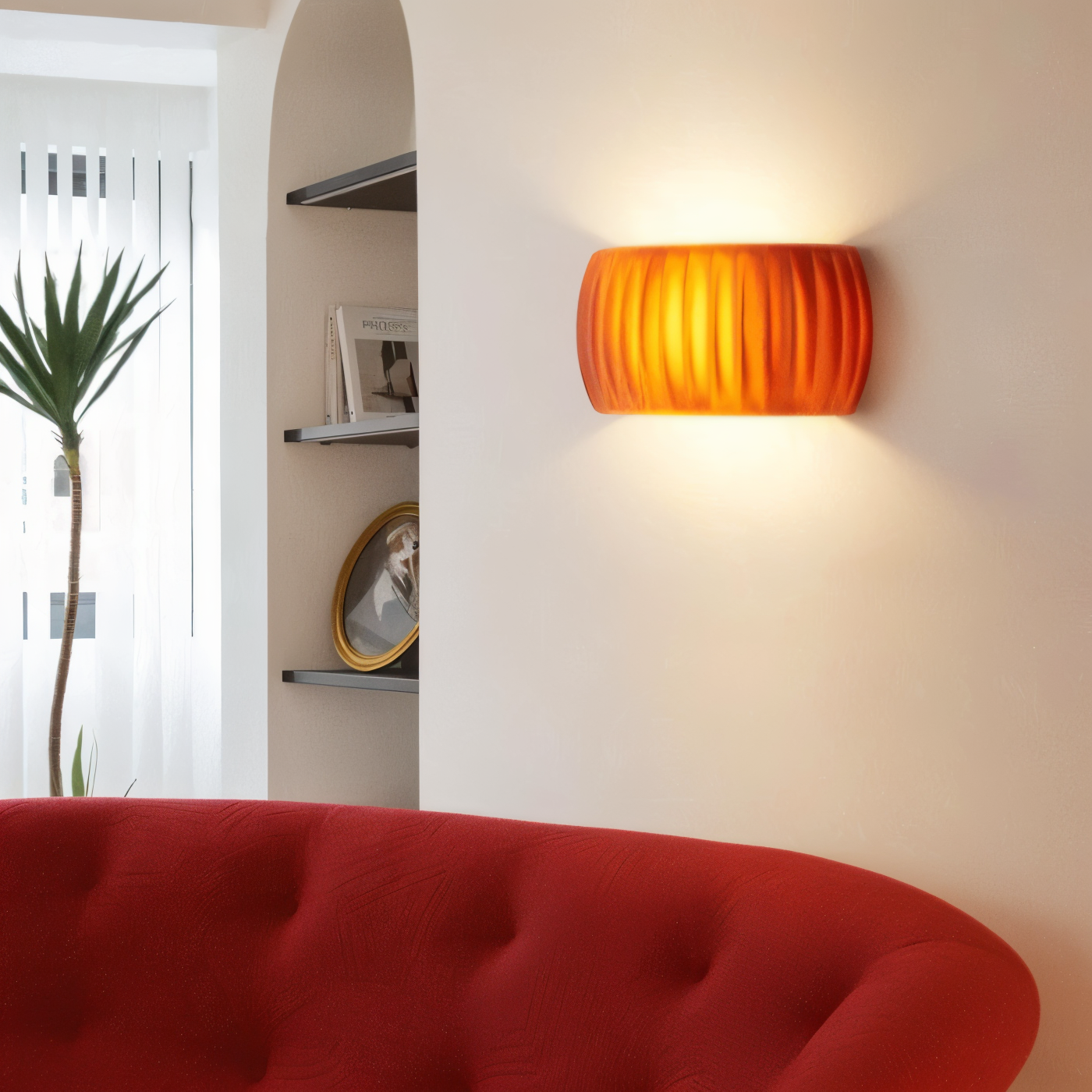ColoraRib – Applique Murale Verte Rayée en Résine avec Design Macaron & LED Nordique