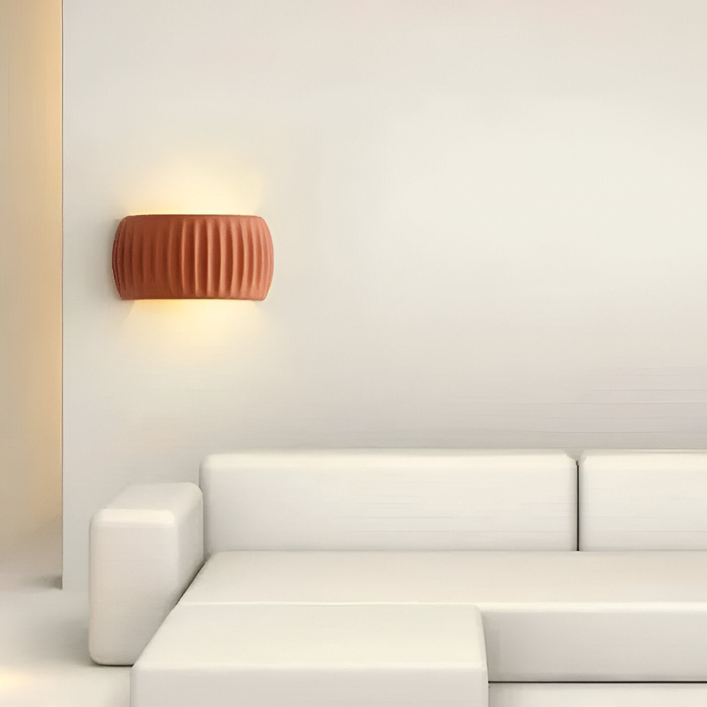 ColoraRib – Applique Murale Verte Rayée en Résine avec Design Macaron & LED Nordique