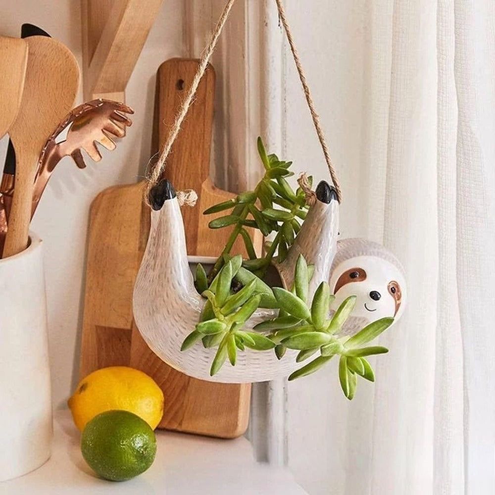 Pot de Fleurs en Céramique avec Design Paresseux
