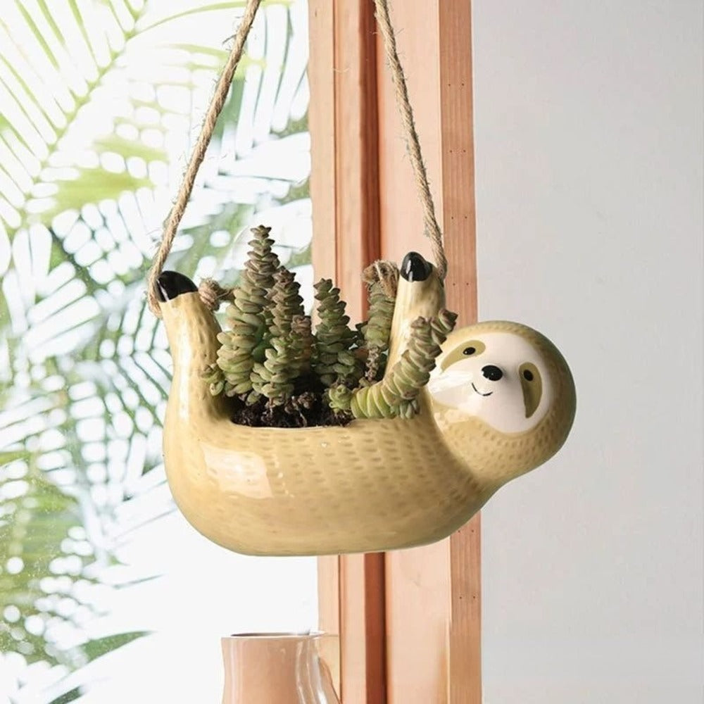 Pot de Fleurs en Céramique avec Design Paresseux