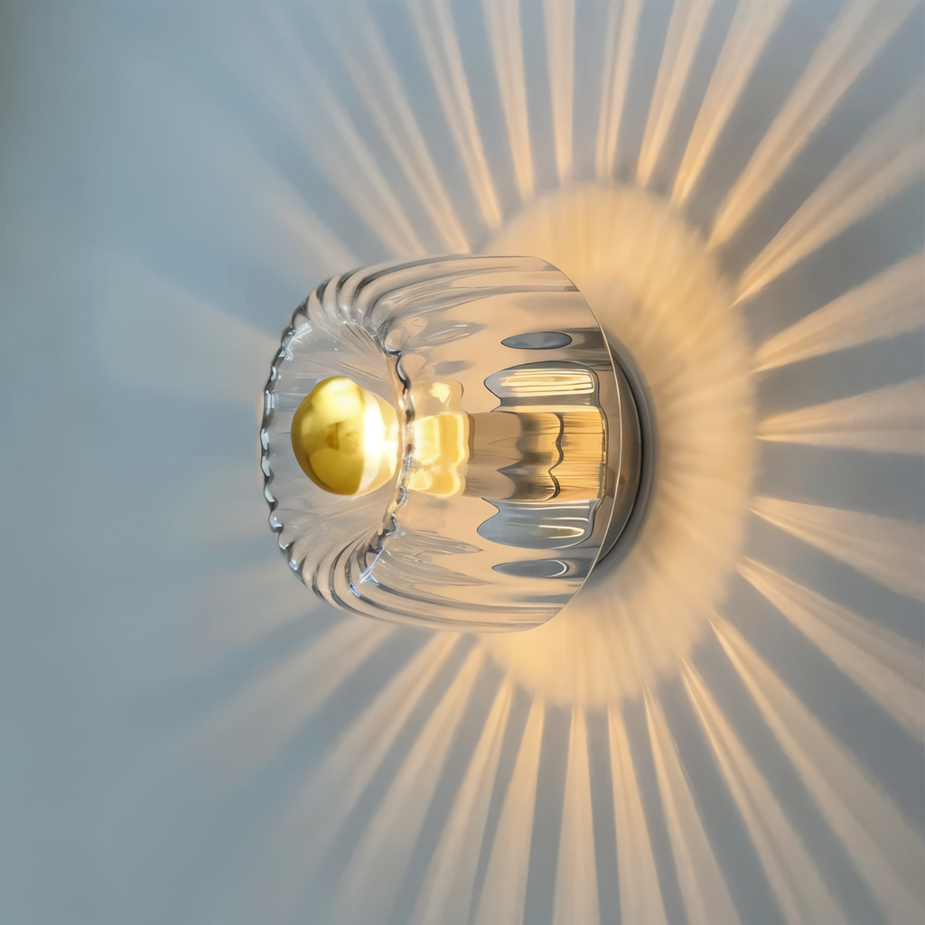 Applique murale en verre strié – Design Bauhaus avec lumière élégante