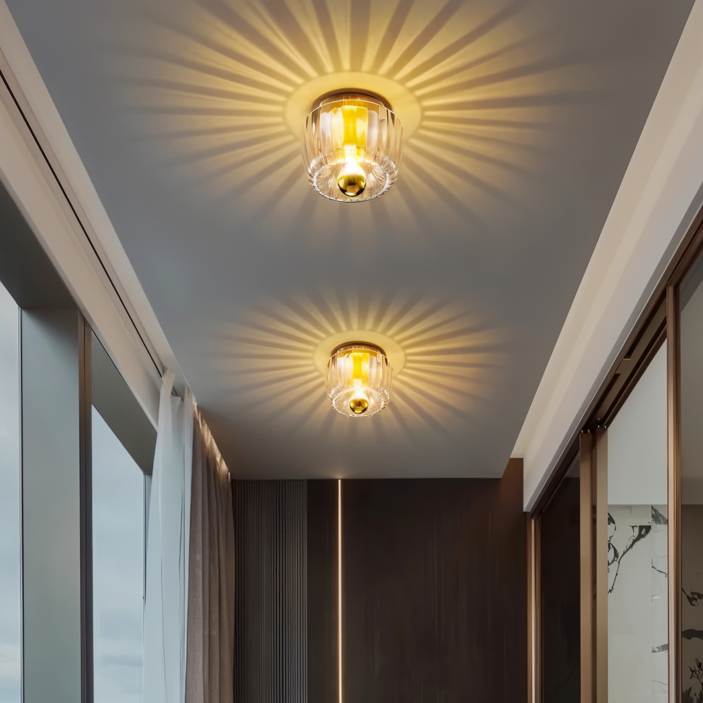 Applique murale en verre strié – Design Bauhaus avec lumière élégante
