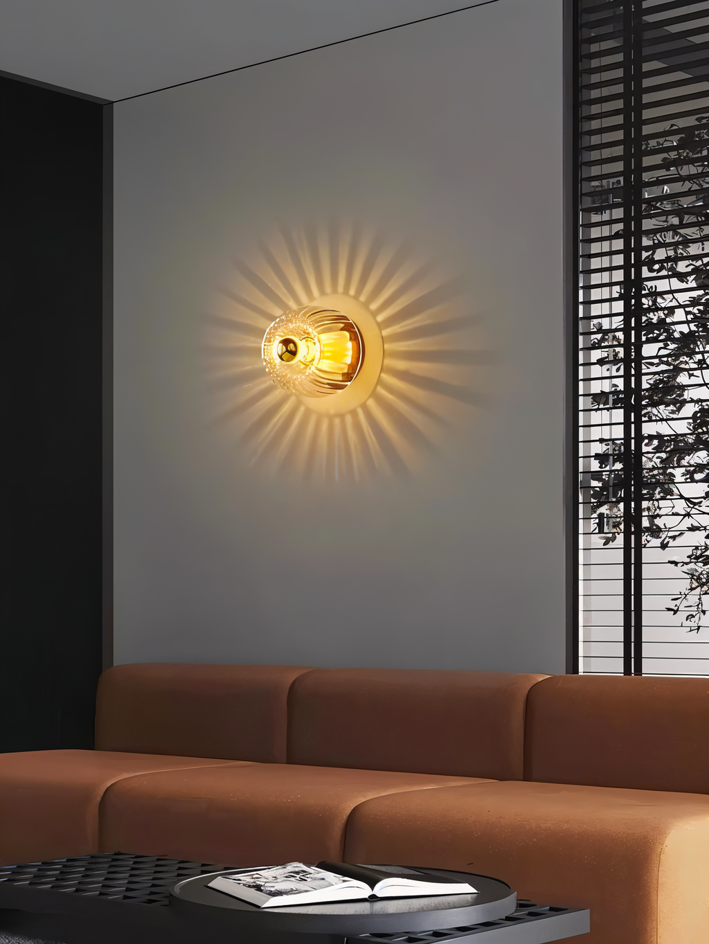 Applique murale en verre strié – Design Bauhaus avec lumière élégante