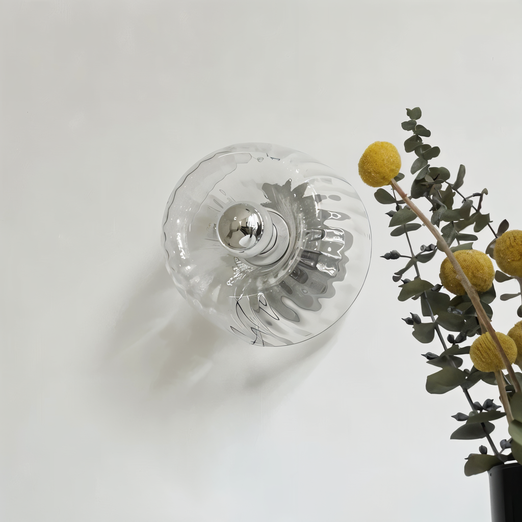 Applique murale en verre strié – Design Bauhaus avec lumière élégante