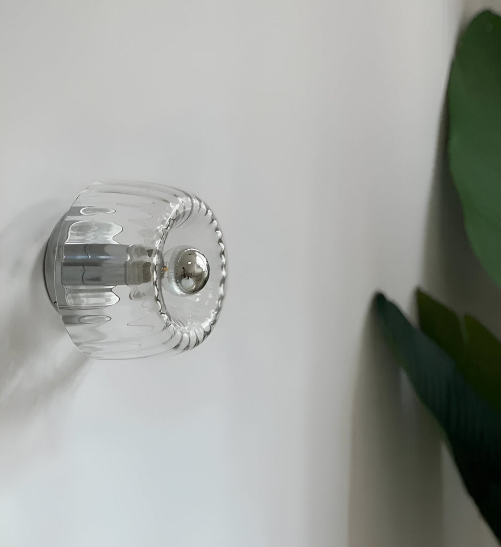 Applique murale en verre strié – Design Bauhaus avec lumière élégante