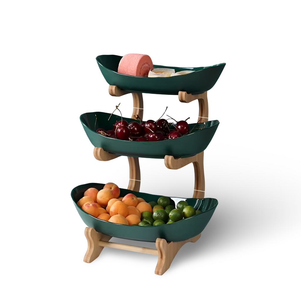 Support à fruits à 3 étages – Support moderne pour collations et fruits à plusieurs niveaux