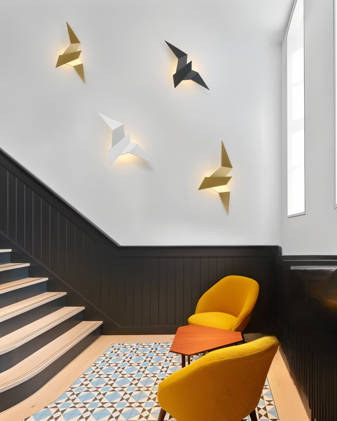 Applique murale japonaise avec design d'oiseau en origami – applique murale moderne