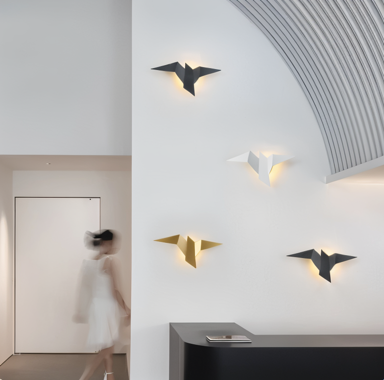 Applique murale japonaise avec design d'oiseau en origami – applique murale moderne
