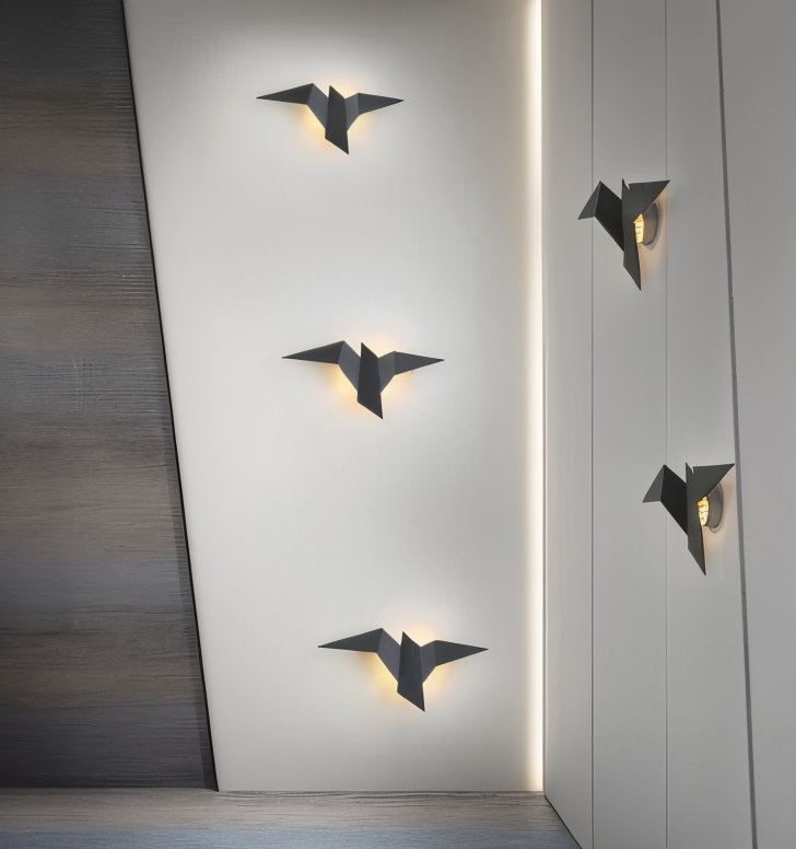 Applique murale japonaise avec design d'oiseau en origami – applique murale moderne