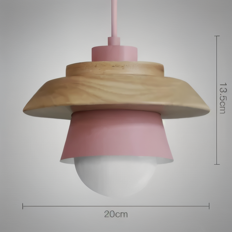ScandiHue Suspension – Lampe Suspendue Scandinave en Bois et Métal avec Couleurs Macaron