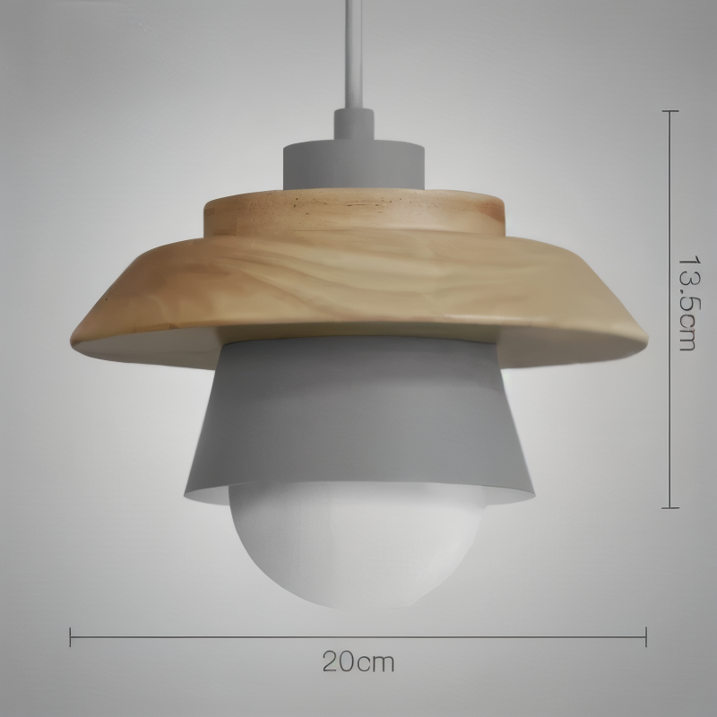 ScandiHue Suspension – Lampe Suspendue Scandinave en Bois et Métal avec Couleurs Macaron