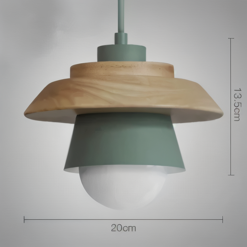 ScandiHue Suspension – Lampe Suspendue Scandinave en Bois et Métal avec Couleurs Macaron