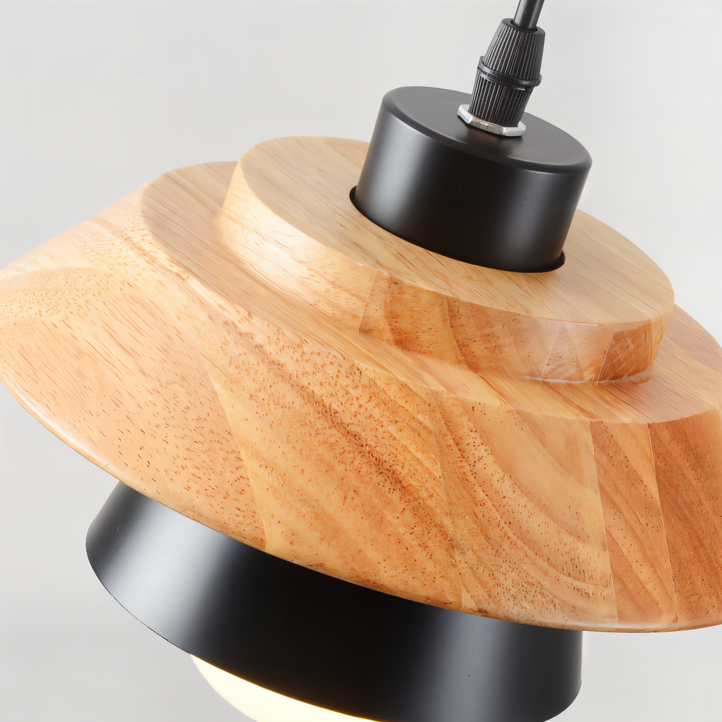 ScandiHue Suspension – Lampe Suspendue Scandinave en Bois et Métal avec Couleurs Macaron