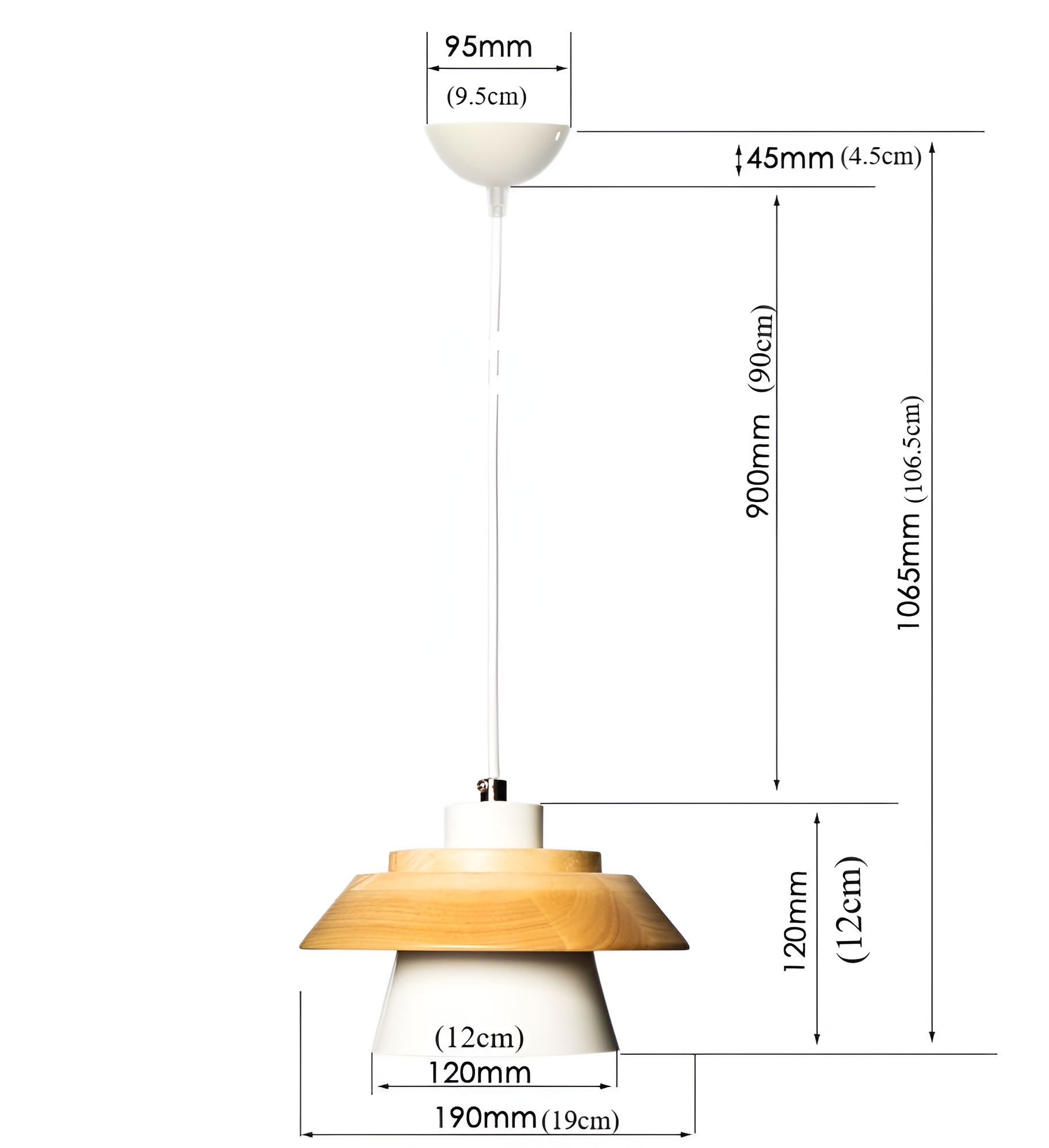 ScandiHue Suspension – Lampe Suspendue Scandinave en Bois et Métal avec Couleurs Macaron