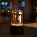 Cheminée bioéthanol cylindrique de table avec tube en verre