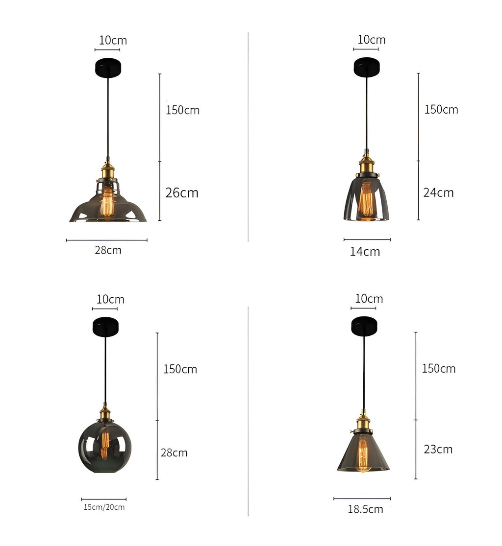 FumoLuxe Lampe de Plafond – Lampe de Plafond Vintage en Verre Fumé avec Élégance Industrielle