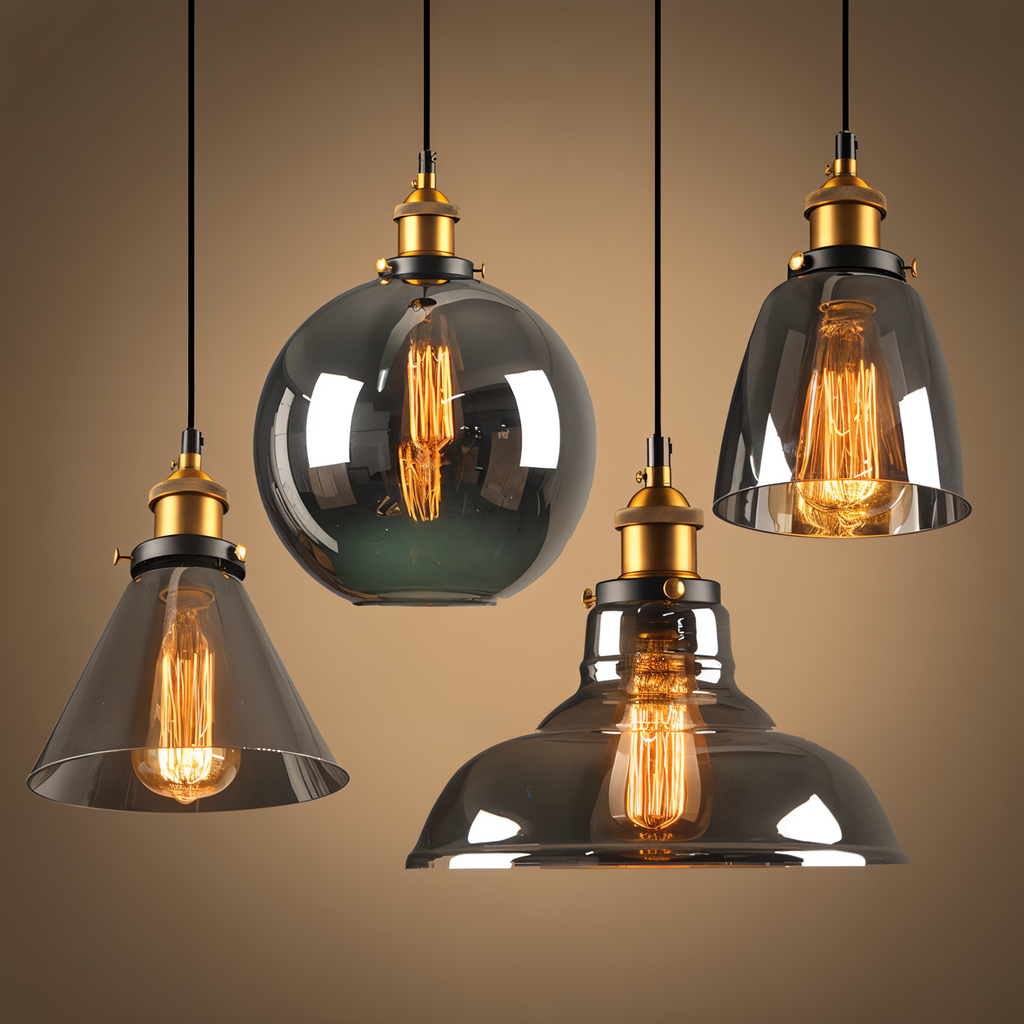 FumoLuxe Lampe de Plafond – Lampe de Plafond Vintage en Verre Fumé avec Élégance Industrielle