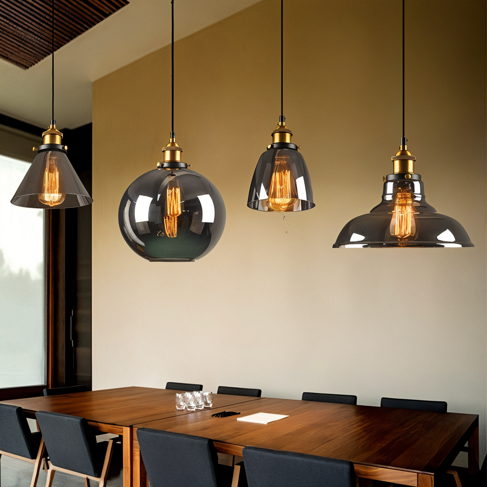 FumoLuxe Lampe de Plafond – Lampe de Plafond Vintage en Verre Fumé avec Élégance Industrielle