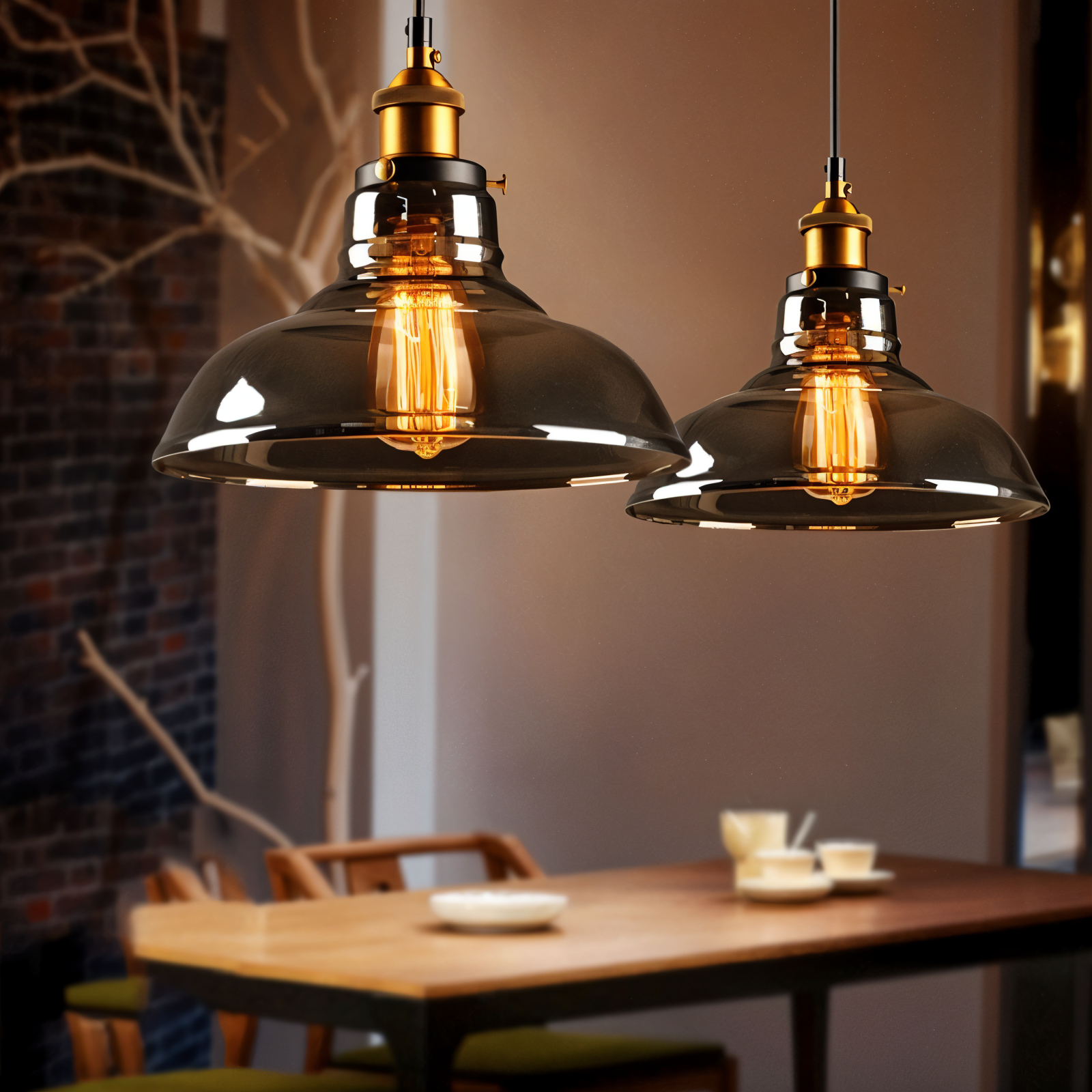 FumoLuxe Lampe de Plafond – Lampe de Plafond Vintage en Verre Fumé avec Élégance Industrielle