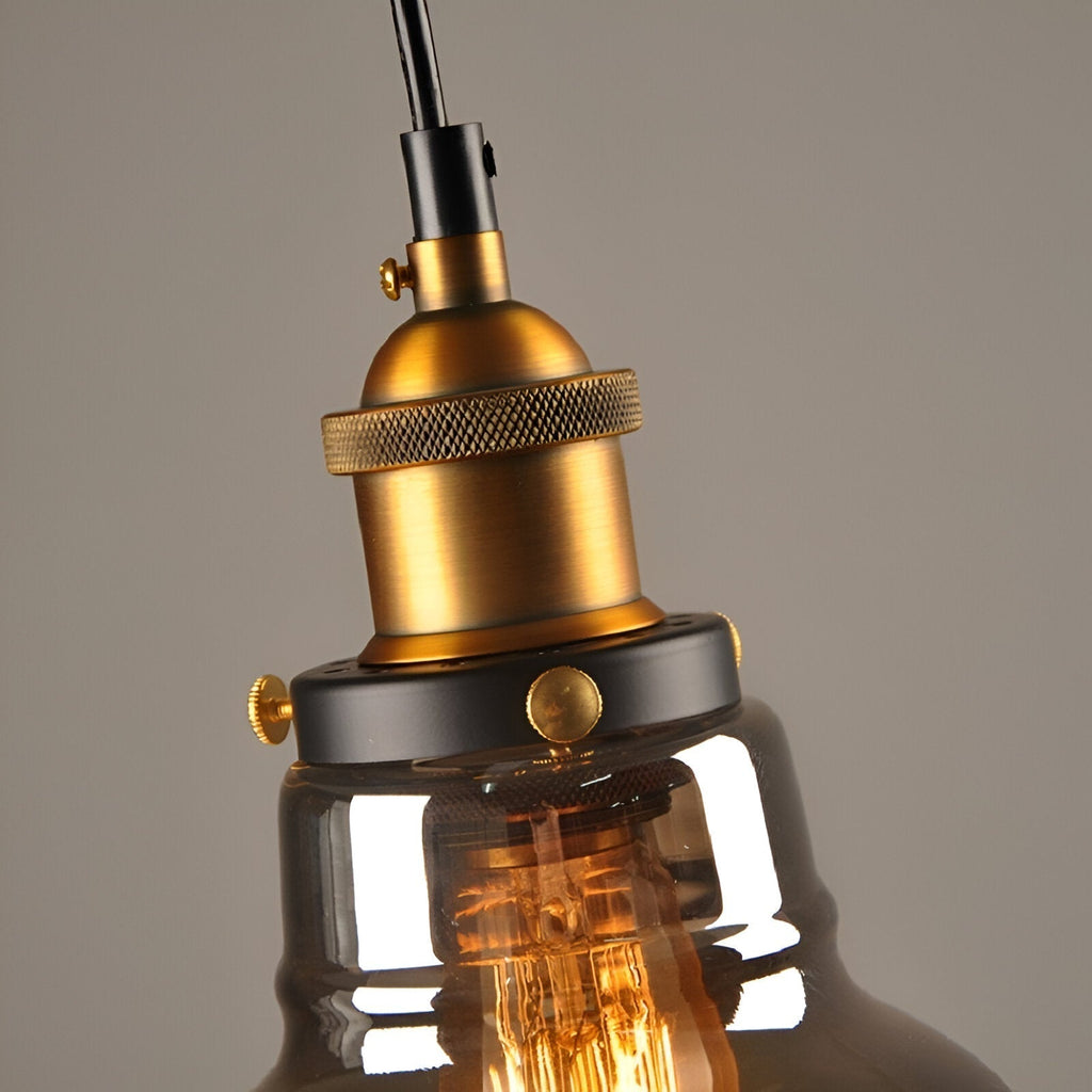 FumoLuxe Lampe de Plafond – Lampe de Plafond Vintage en Verre Fumé avec Élégance Industrielle