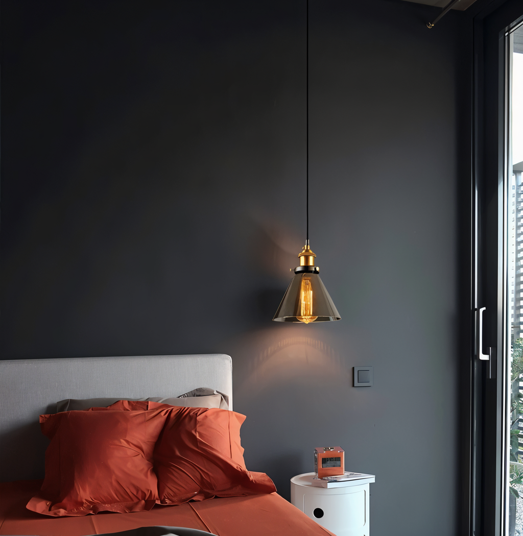 FumoLuxe Lampe de Plafond – Lampe de Plafond Vintage en Verre Fumé avec Élégance Industrielle
