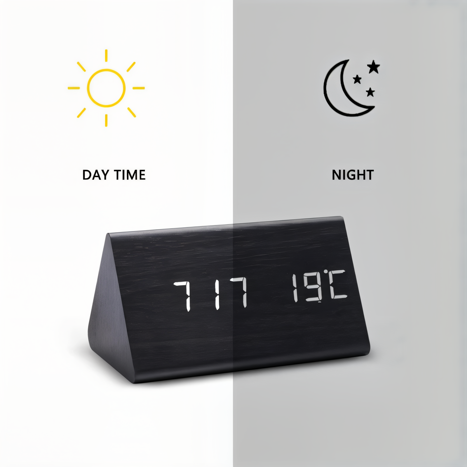 Réveil LED avec affichage numérique – design moderne avec température