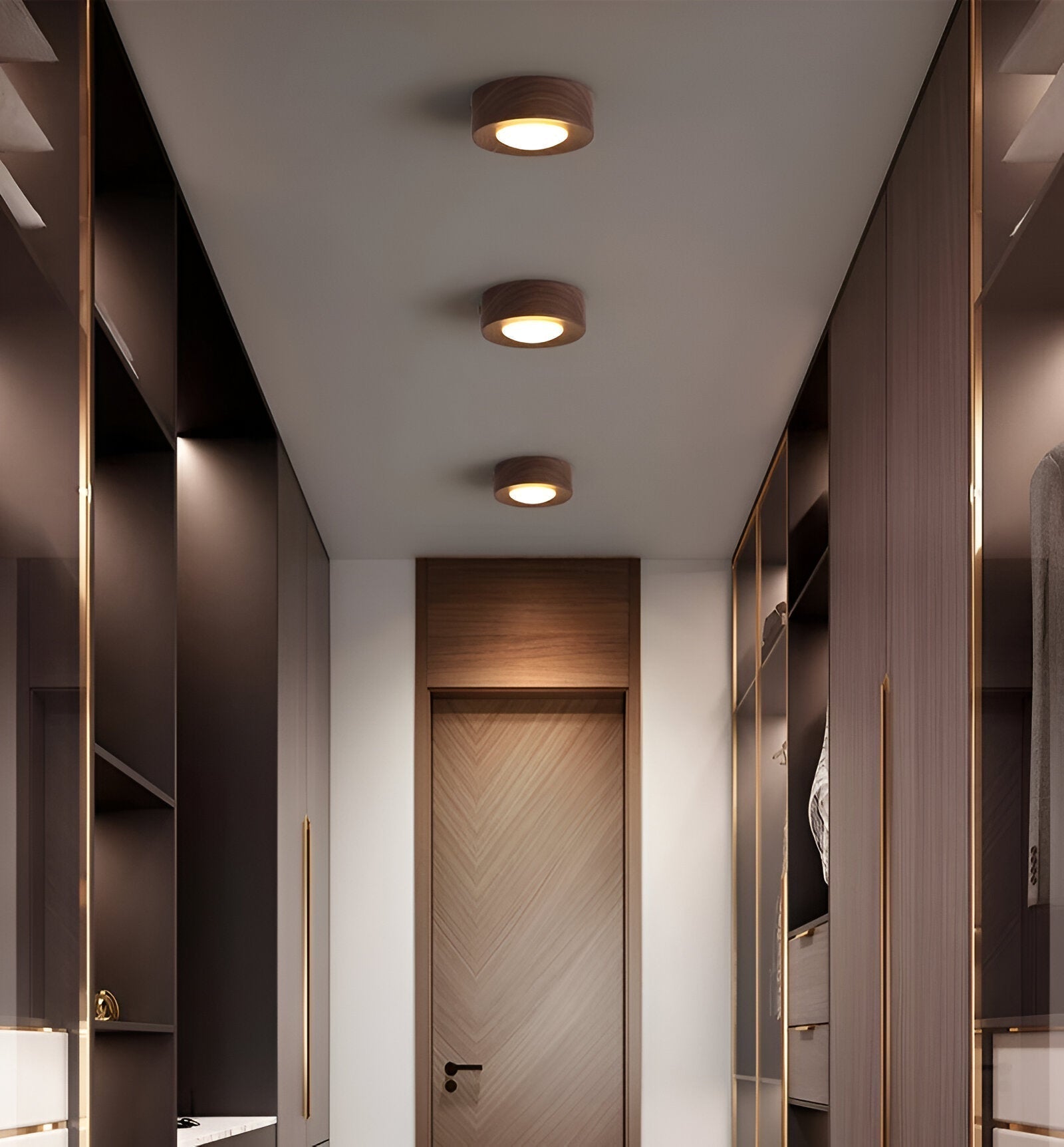 Walnora Spotlampe – LED Plafonnier en Noyer avec Design Moderne