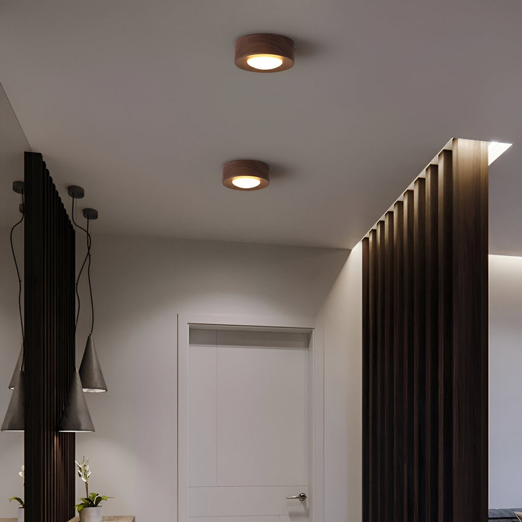 Walnora Spotlampe – LED Plafonnier en Noyer avec Design Moderne