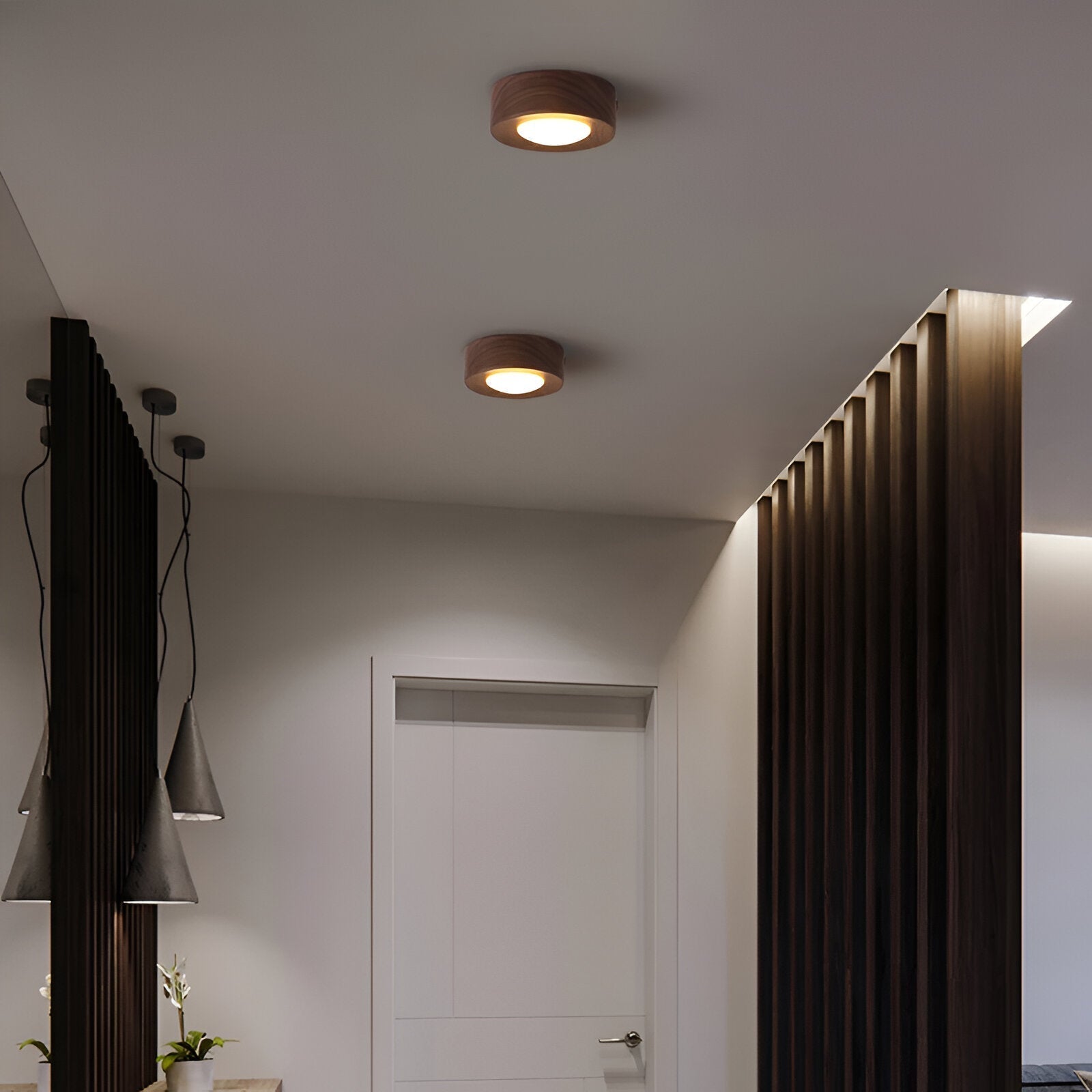 Walnora Spotlampe – LED Plafonnier en Noyer avec Design Moderne