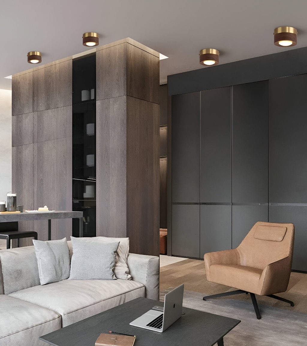 Walnora Spotlampe – LED Plafonnier en Noyer avec Design Moderne