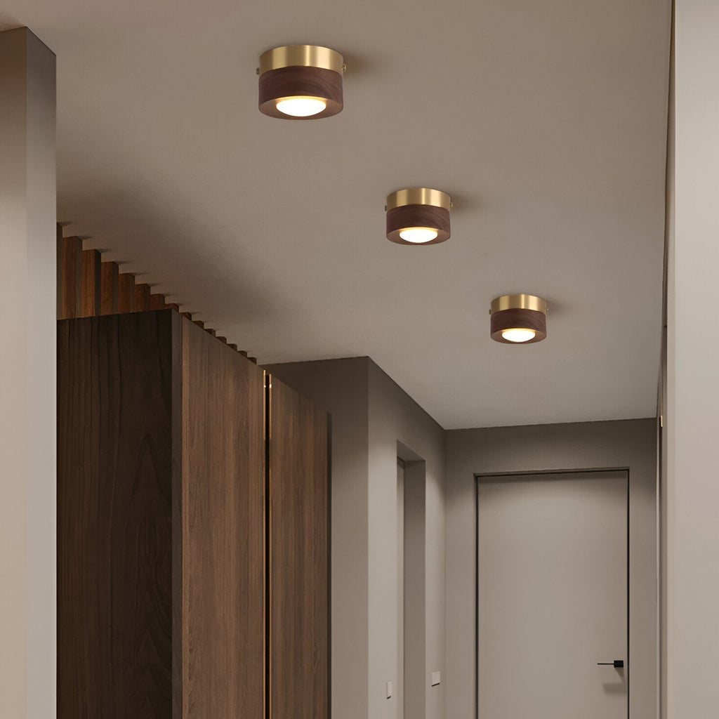 Walnora Spotlampe – LED Plafonnier en Noyer avec Design Moderne