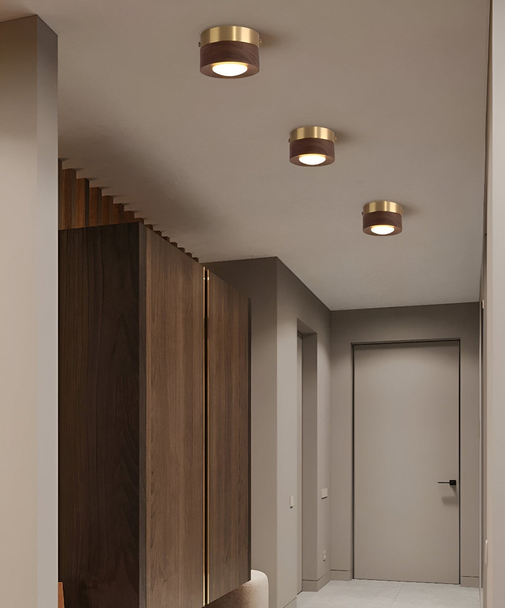 Walnora Spotlampe – LED Plafonnier en Noyer avec Design Moderne