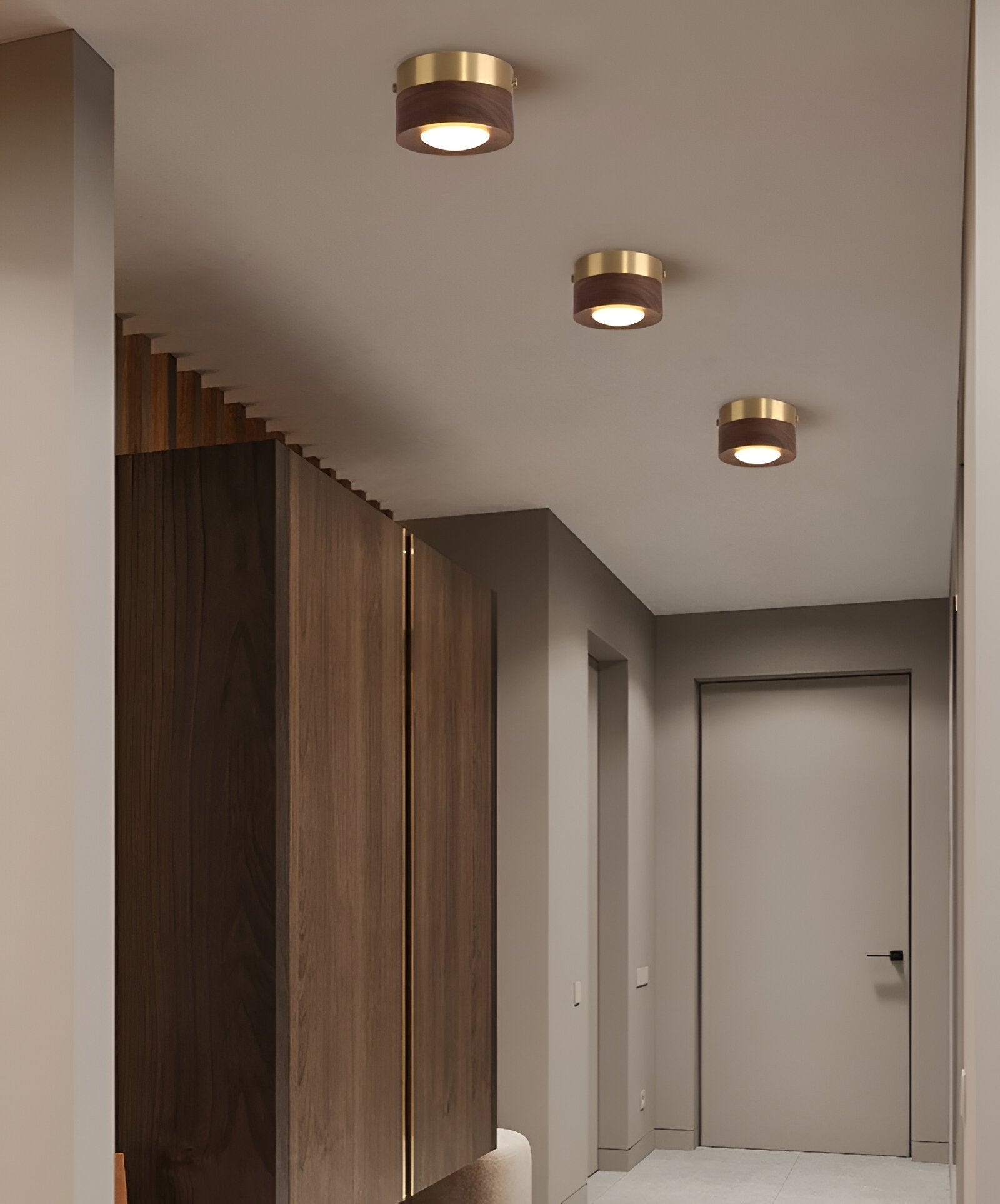 Walnora Spotlampe – LED Plafonnier en Noyer avec Design Moderne