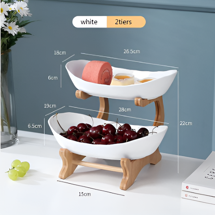 Support à fruits à 3 étages – Support moderne pour collations et fruits à plusieurs niveaux