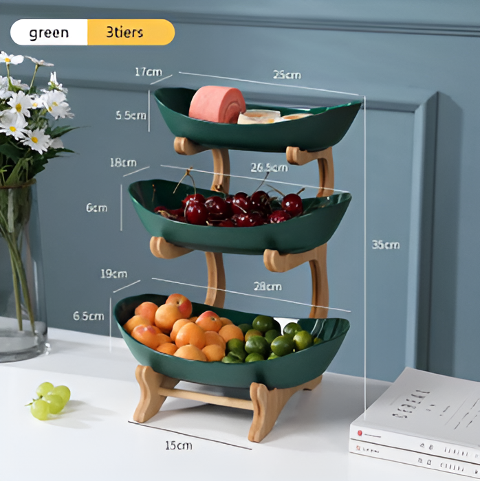 Support à fruits à 3 étages – Support moderne pour collations et fruits à plusieurs niveaux