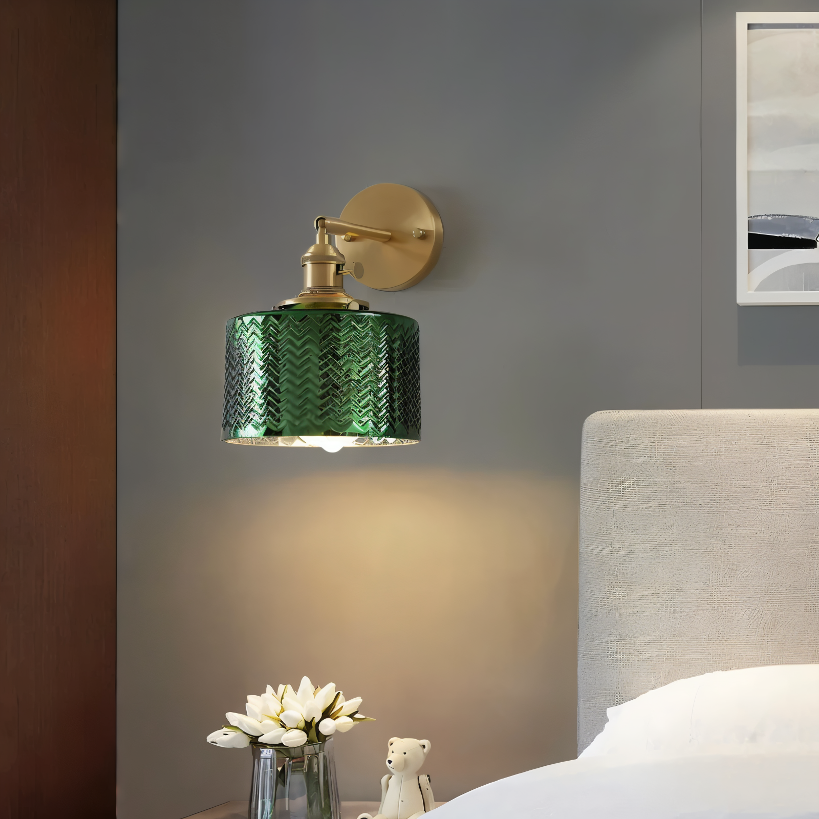 ZigLume – Applique Murale Nordique en Verre Ondulé avec Fixations en Cuivre