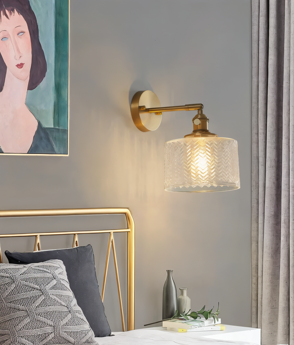 ZigLume – Applique Murale Nordique en Verre Ondulé avec Fixations en Cuivre