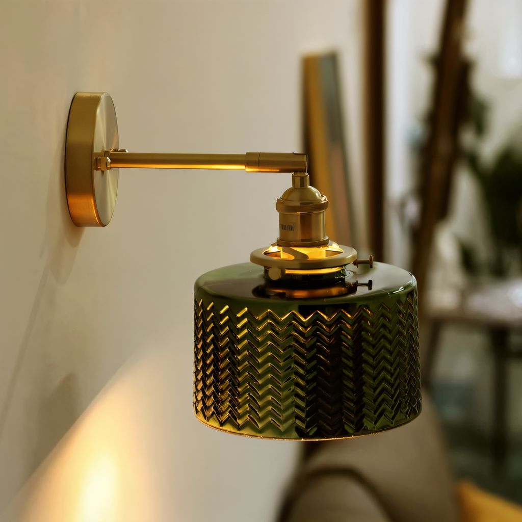 ZigLume – Applique Murale Nordique en Verre Ondulé avec Fixations en Cuivre