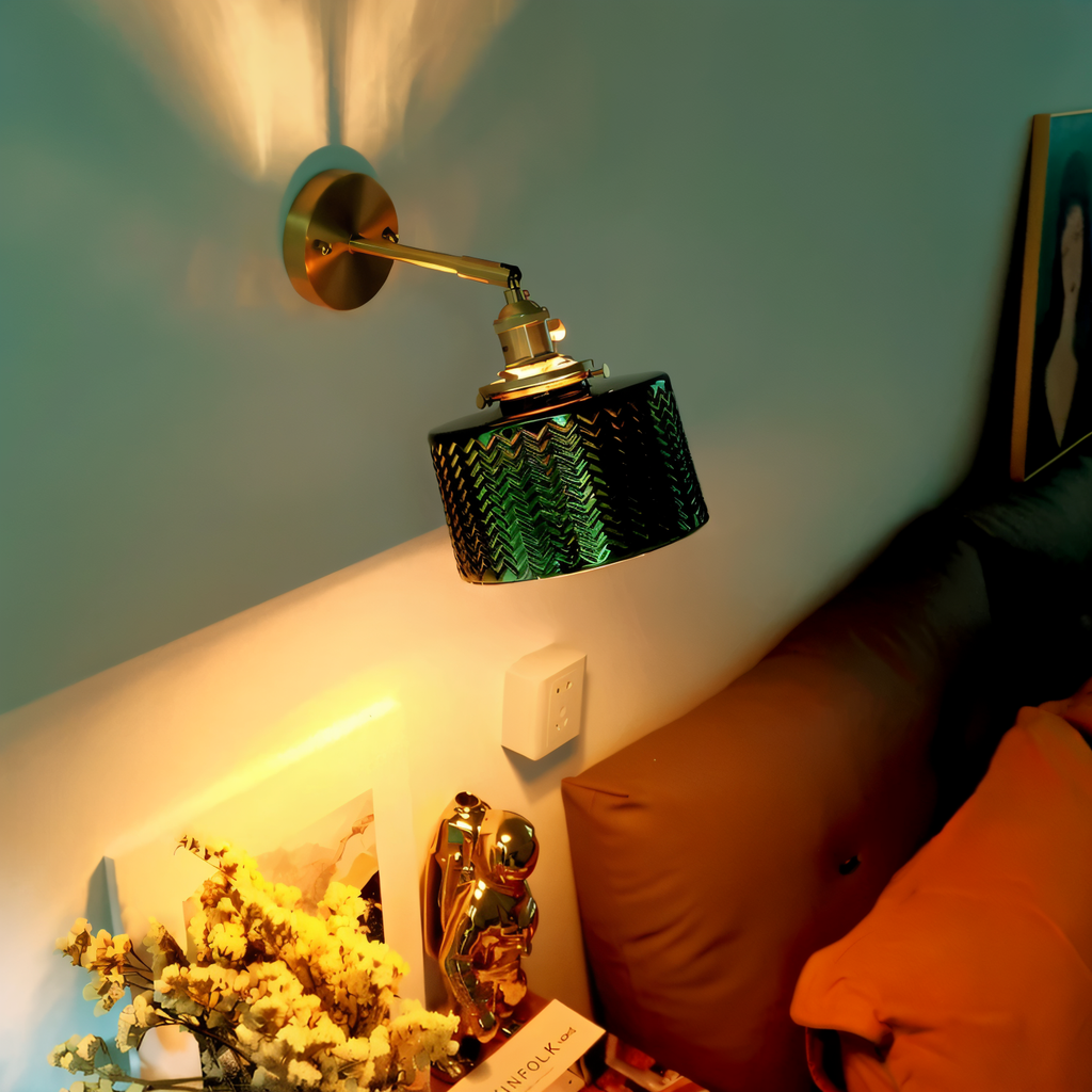ZigLume – Applique Murale Nordique en Verre Ondulé avec Fixations en Cuivre