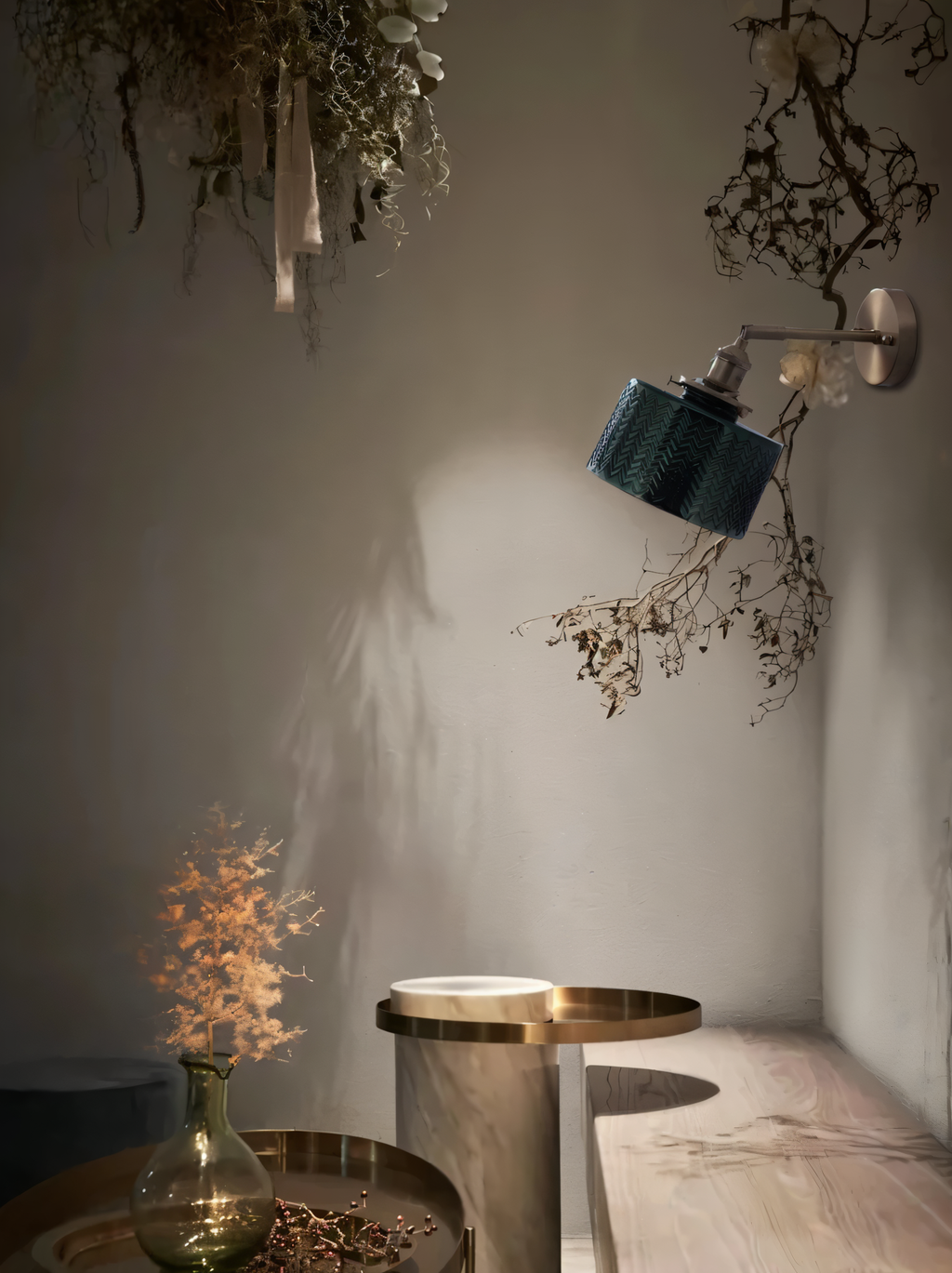ZigLume – Applique Murale Nordique en Verre Ondulé avec Fixations en Cuivre