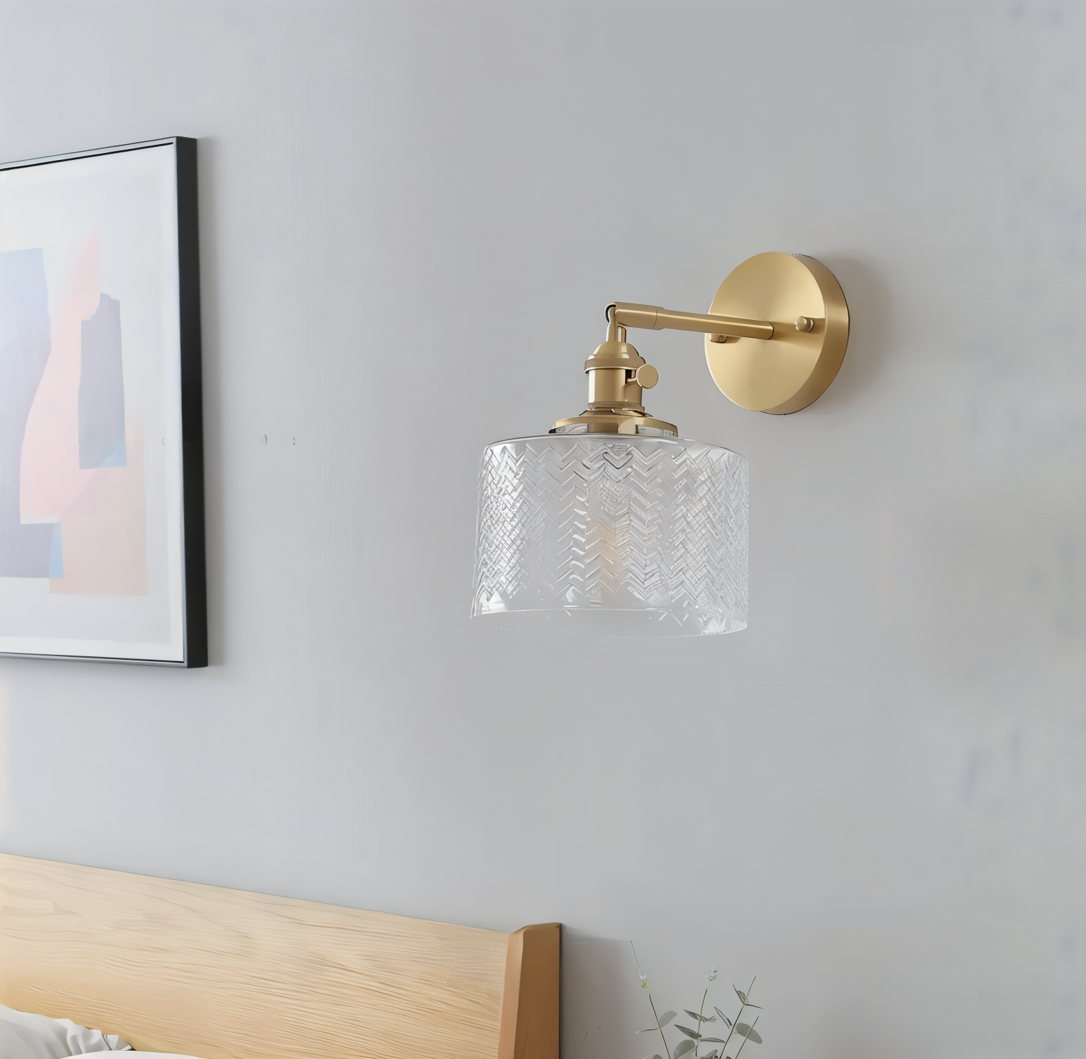 ZigLume – Applique Murale Nordique en Verre Ondulé avec Fixations en Cuivre