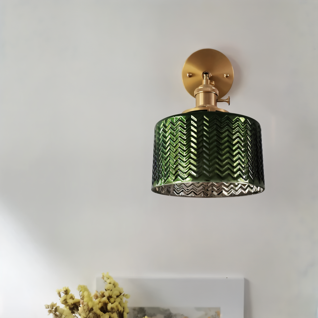 ZigLume – Applique Murale Nordique en Verre Ondulé avec Fixations en Cuivre