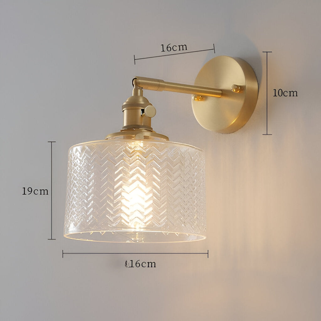 ZigLume – Applique Murale Nordique en Verre Ondulé avec Fixations en Cuivre