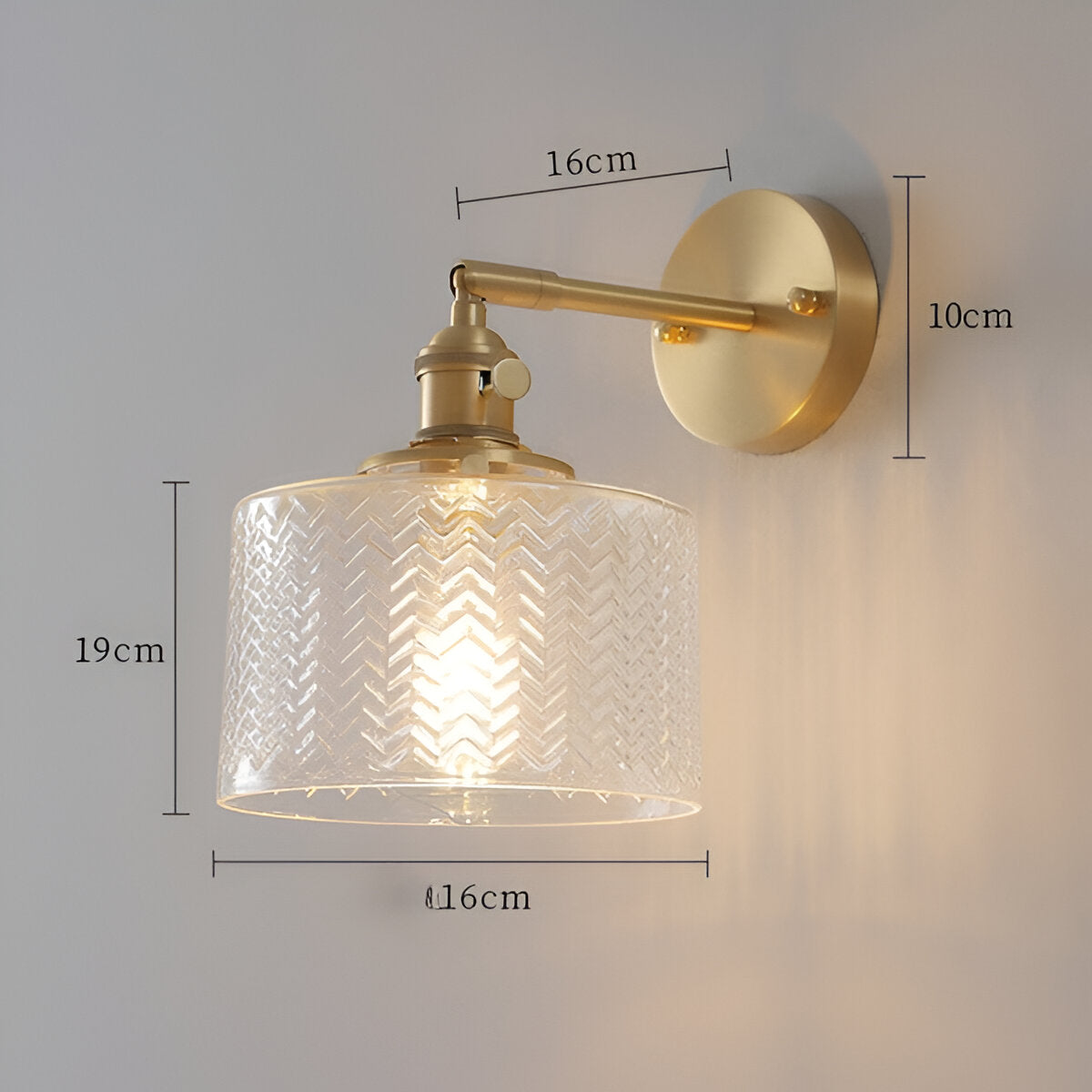 ZigLume – Applique Murale Nordique en Verre Ondulé avec Fixations en Cuivre