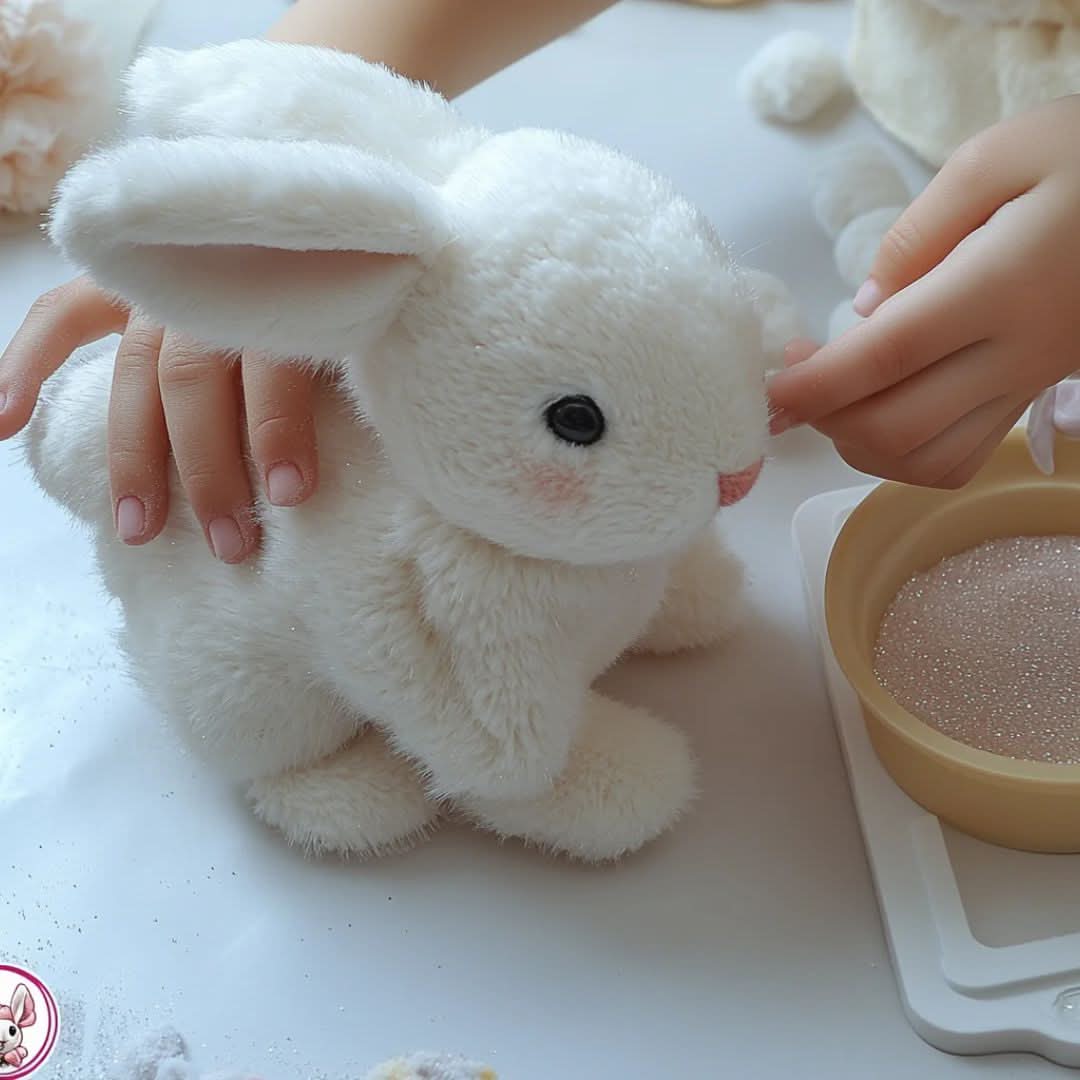 HOPBUDDY - Jouet en peluche animé en forme de lapin avec des sauts réalistes, un mouvement des oreilles et un design doux et câlin pour les enfants et les moments de jeu