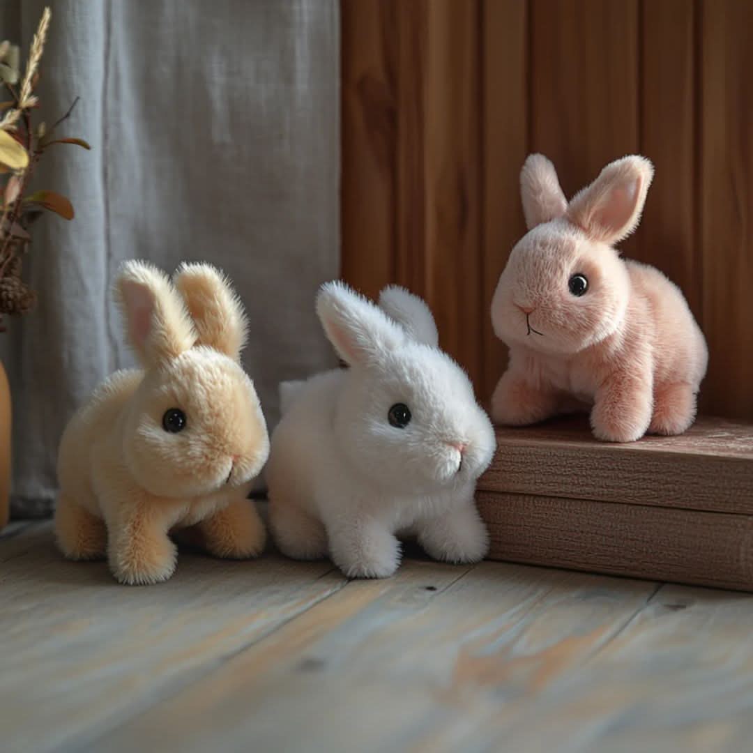 HOPBUDDY - Jouet en peluche animé en forme de lapin avec des sauts réalistes, un mouvement des oreilles et un design doux et câlin pour les enfants et les moments de jeu