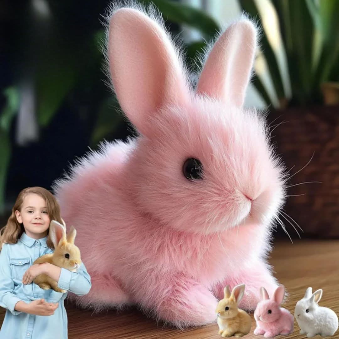 HOPBUDDY - Jouet en peluche animé en forme de lapin avec des sauts réalistes, un mouvement des oreilles et un design doux et câlin pour les enfants et les moments de jeu