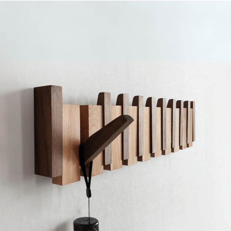 PianoHook – Porte-manteau mural en bois massif avec crochets pliables
