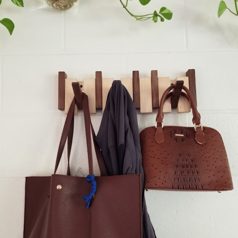 PianoHook – Porte-manteau mural en bois massif avec crochets pliables