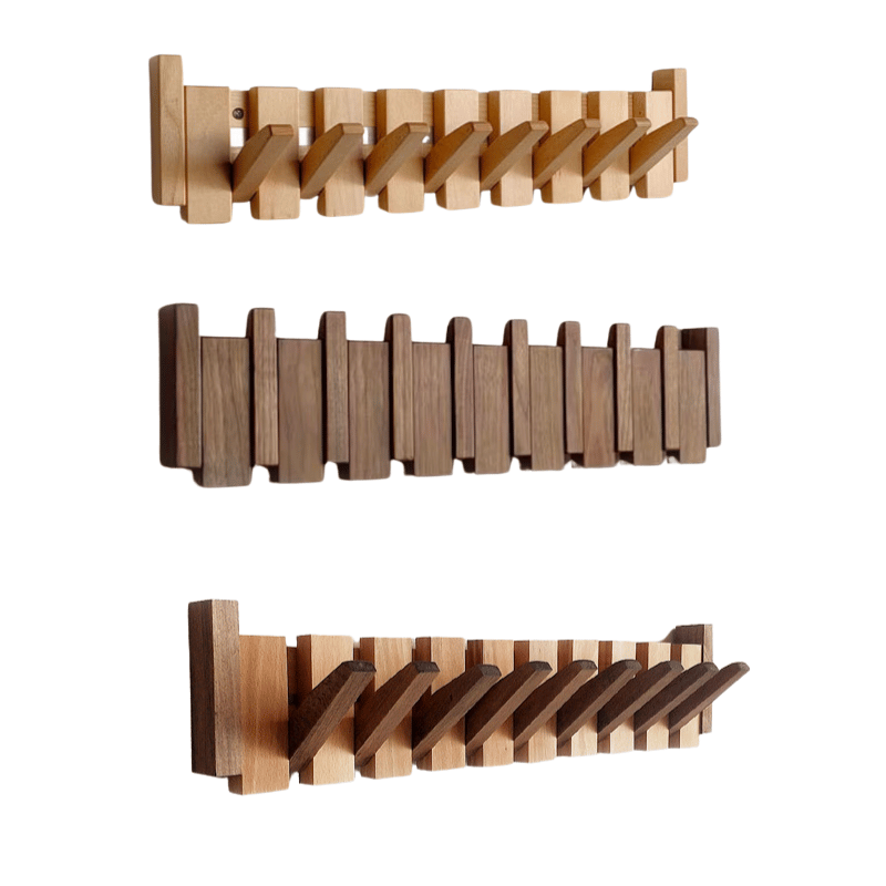 PianoHook – Porte-manteau mural en bois massif avec crochets pliables
